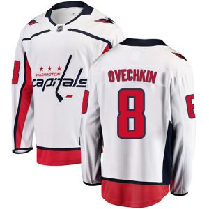 Herren Washington Capitals Eishockey Trikot Alex Ovechkin #8 Breakaway Weiß Fanatics Branded Auswärts